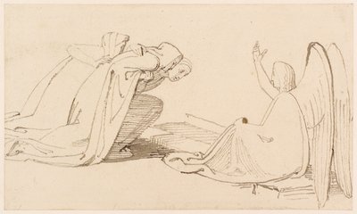 Le tre Marie al sepolcro (matita, penna, inchiostro e lavaggio) (dettaglio) da John Flaxman